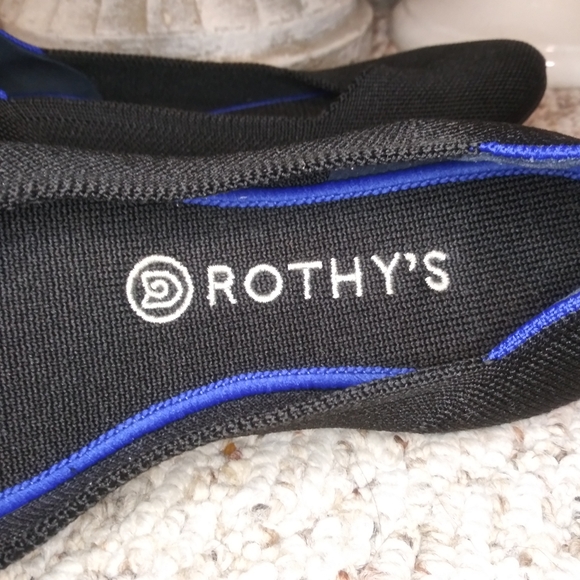 Rothy's "The Flat" Black & Royal Blue Rounded Toe Ballerina Flats - Picture 4 of 10